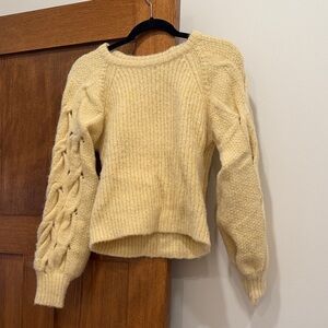 Astr Women's Yellow Sweater with Braided Sleeves